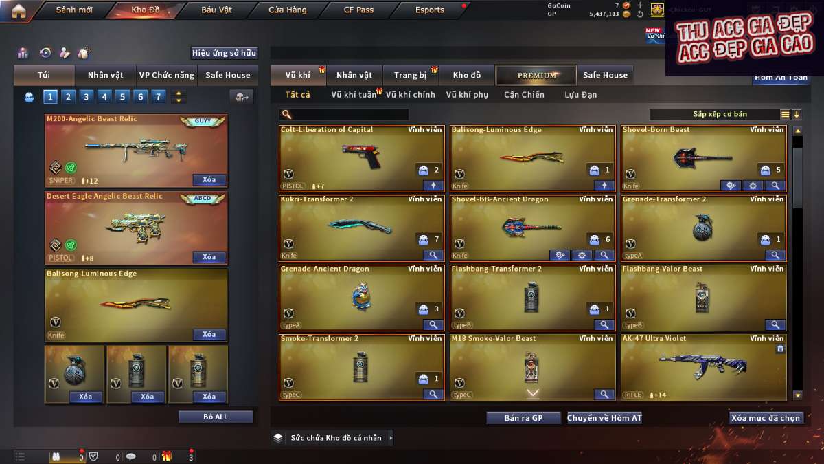shop acc cf uy tin gia re